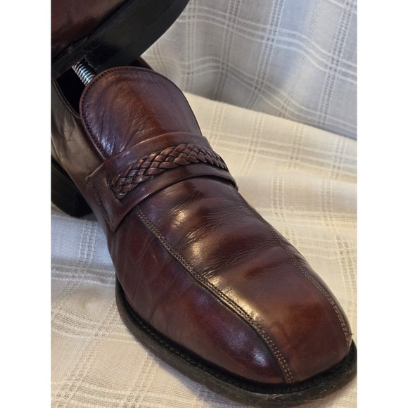 Vintage REGAL Brown Mens Loafers Size 10.5 D/B Leather Braided Detail Classic - Picture 3 of 15